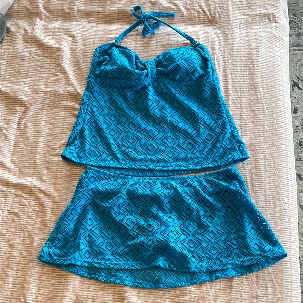 Catalina Tankini with Swim Skirt Size 8/10 Turquoise